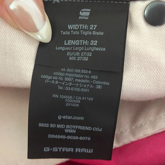 NWT G-Star Raw Women Jeans 5622 3D Mid Waist Boyfriend Pink Chef's Check Print - Picture 8 of 10
